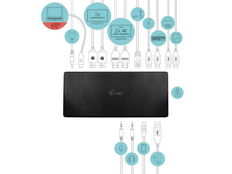 i-tec Station d'accueil USB-C Quattro Display 85W