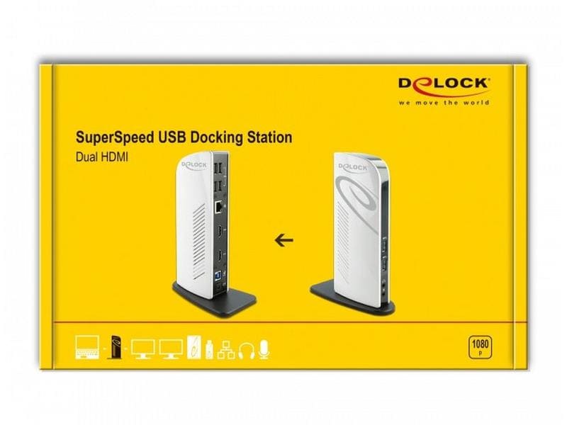 Delock Station d'accueil USB-A/C – USB/LAN/2xHDMI Full-HD