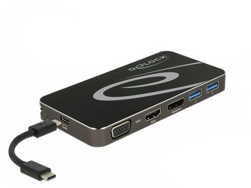 Delock Station d'accueil USB Typ-C – HDMI/DP/VGA/USB-Hub/PD