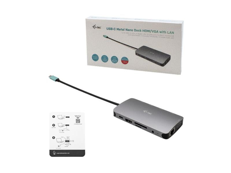 i-tec Station d'accueil USB-C Metal Nano HDMI/VGA PD 100 W