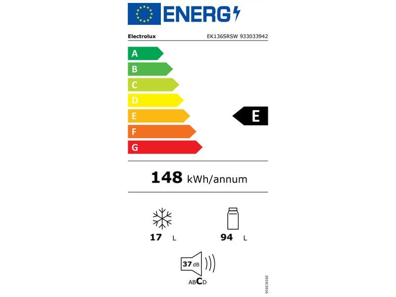 Electrolux Einbaukühlschrank EK136SRSW Schwarz, Tür rechts (wechselbar)