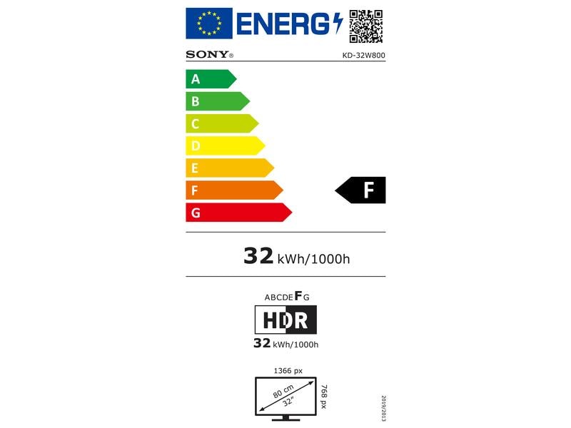 Sony TV KD-32W800 PAEP 32", 1366 x 768 (WXGA), LED-LCD