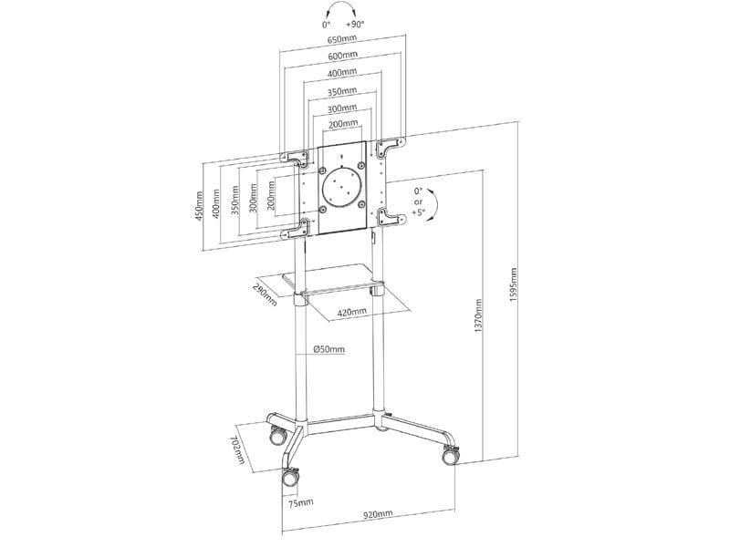 Audioraq TV-Trolley 37"-70" Weiss