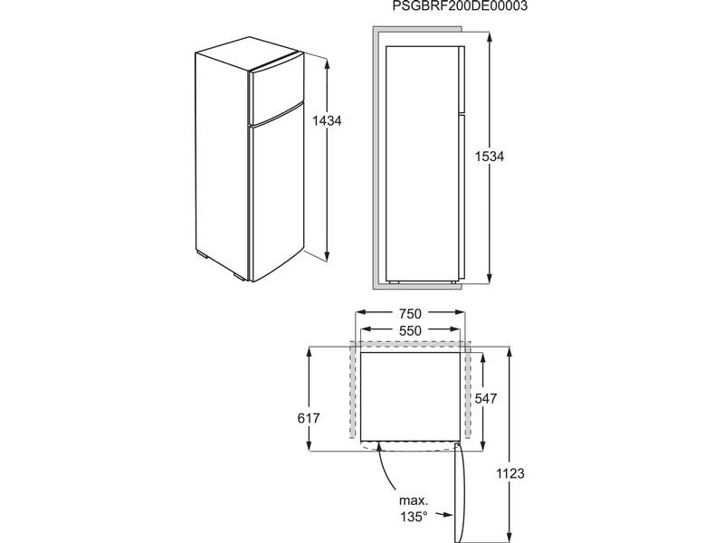 AEG by Electrolux Réfrigérateur congélateur ADT2304 Droite/Changeable