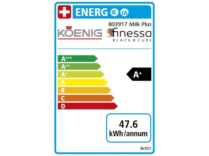 Koenig Machine à café automatique Finessa Cube Milk Plus Gris, Noir