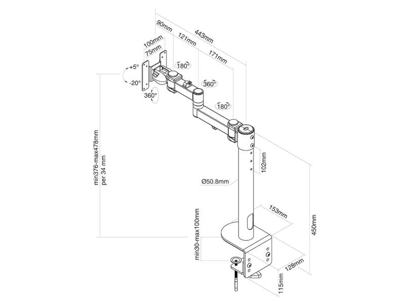 NEOMOUNTS Tischhalterung FPMA-D960BLACKPLUS Tischhalterung bis 49"