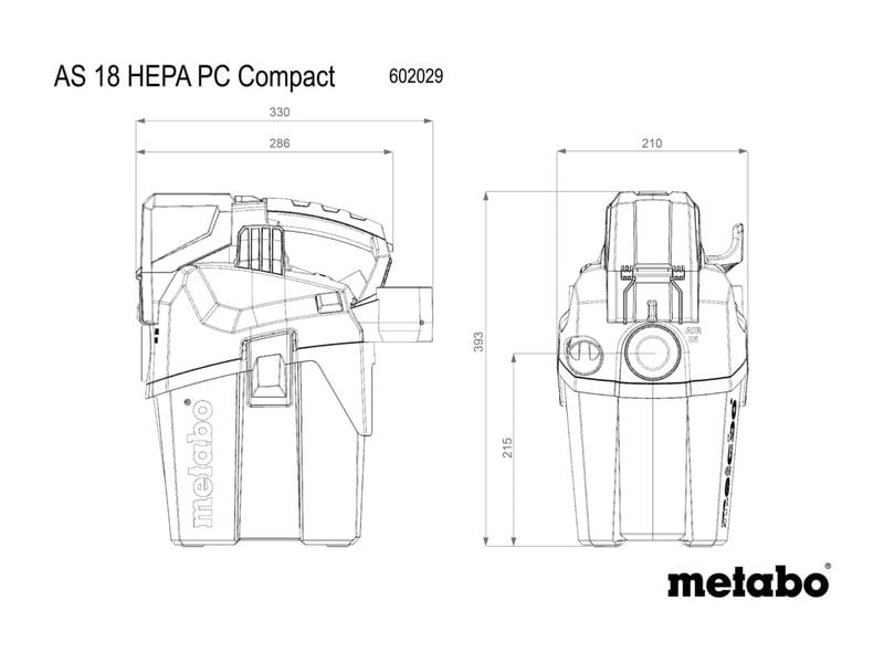 Metabo Akku-Nass-/Trockensauger AS 18 HEPA PC COMPACT Solo