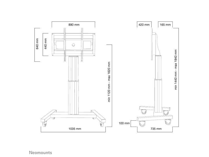 NEOMOUNTS Trolley TV PLASMA-M2500 Argenté