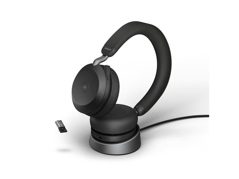 Jabra Casque Evolve2 75 Duo MS Noir, USB-A, avec station de chargement