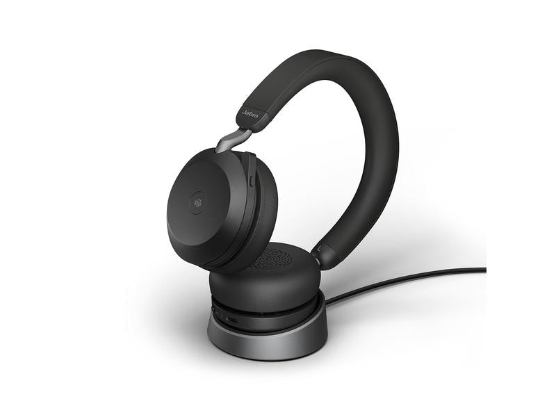 Jabra Casque Evolve2 75 Duo MS Noir, USB-C, avec station de chargement