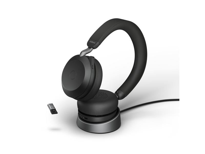 Jabra Casque Evolve2 75 Duo UC Noir, USB-A, avec station de chargement