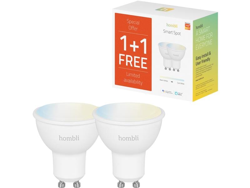 hombli Ampoule Smart Spot, GU10, 4.5 W, CCT, 1+1 pack