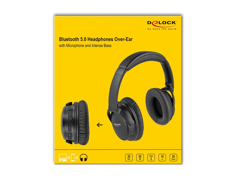 Delock Wireless Over-Ear-Kopfhörer Bluetooth 5.0 Schwarz