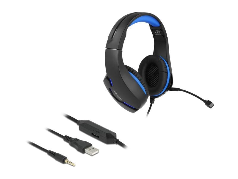 Delock Headset Gaming Over-Ear LED für PC,Notebook,Konsolen Schwarz