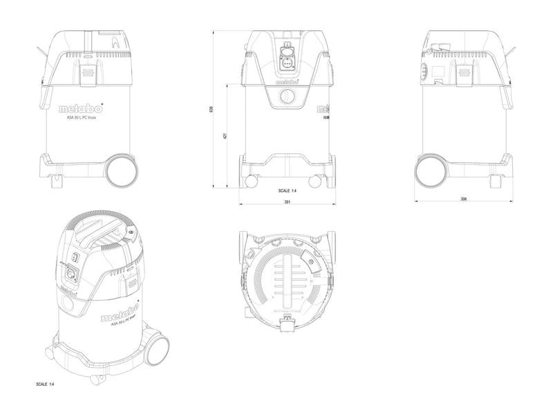 Metabo Nass-/Trockensauger  ASA 30 L PC Inox