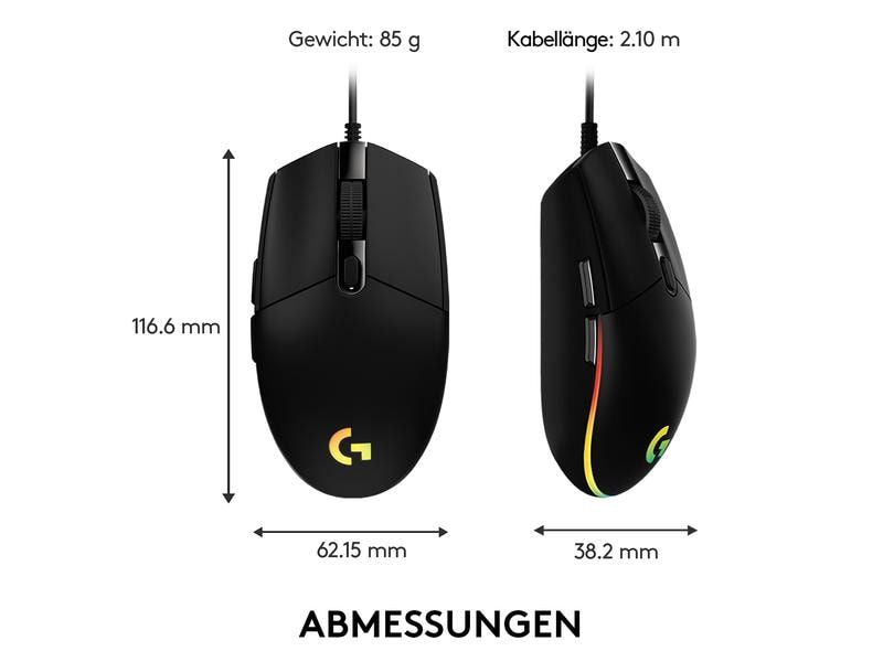 Logitech Gaming-Maus G203 Lightsync Schwarz