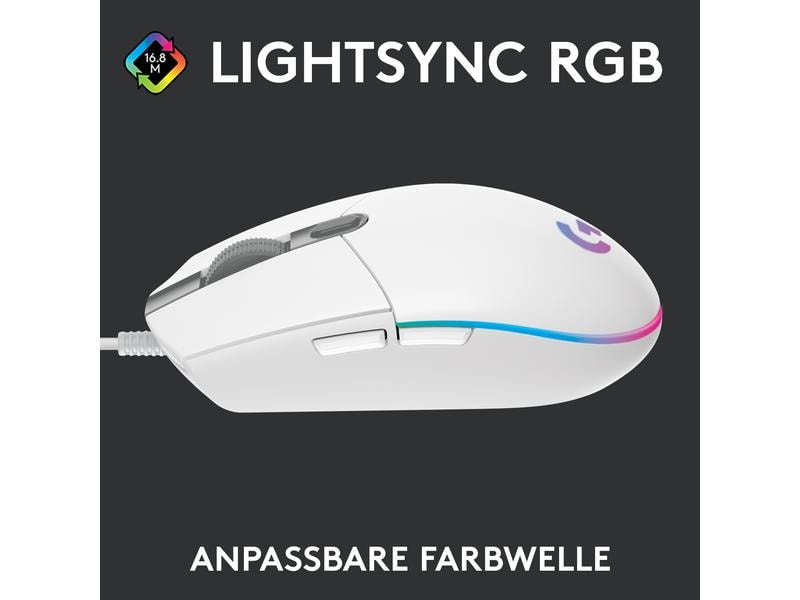 Logitech Souris de gaming G203 Lightsync Blanc