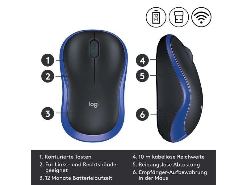 Logitech Souris M185 Wireless Bleu bleu