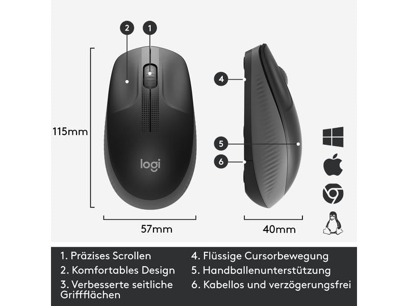 Logitech Souris M190 Anthracite/Noir, sans fil