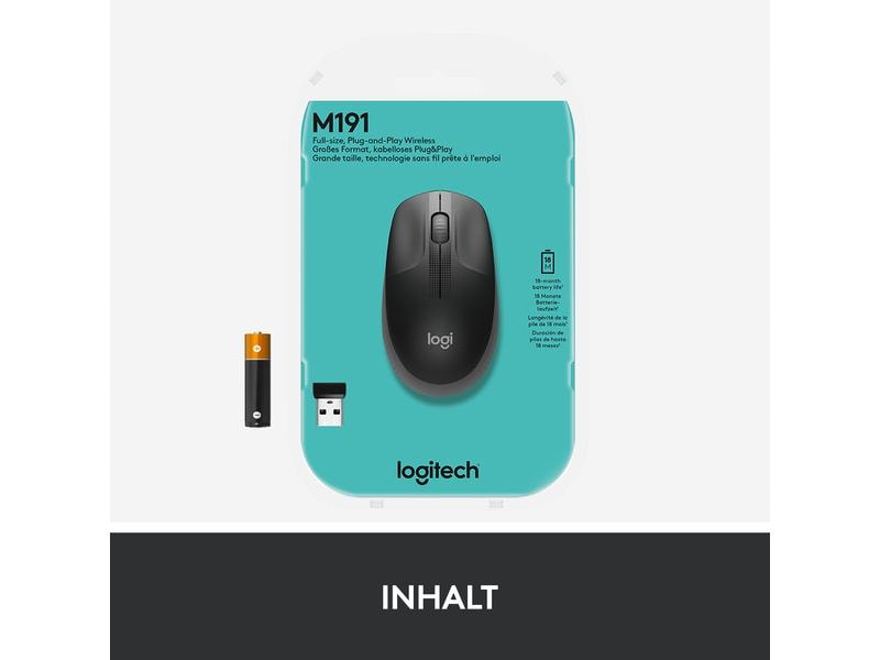 Logitech Souris M190 Anthracite/Noir, sans fil