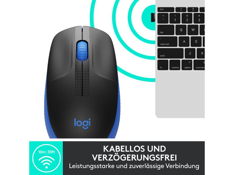 Logitech Souris M190 Bleu/Noir, sans fil