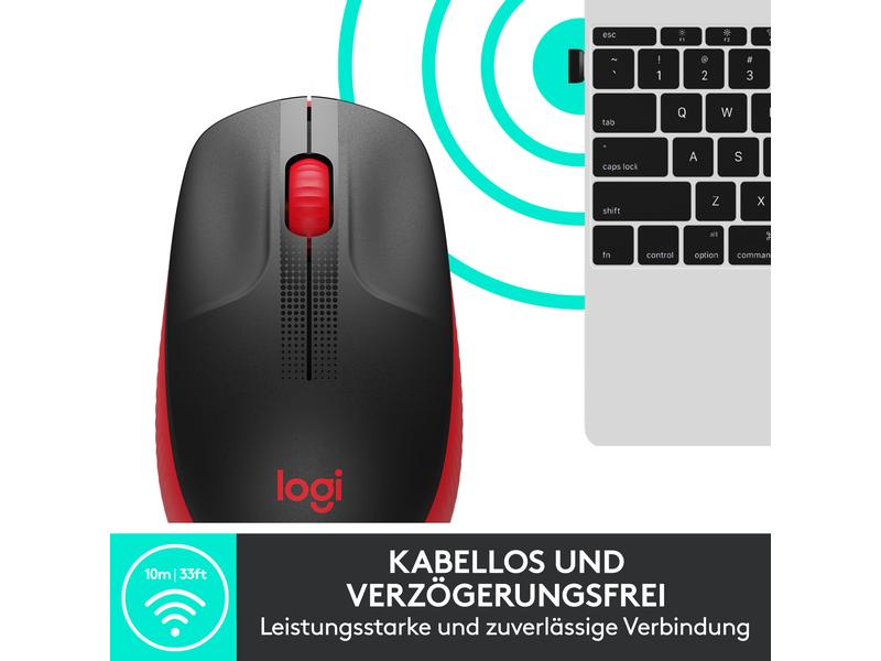 Logitech Souris M190 Rouge/Noir, sans fil