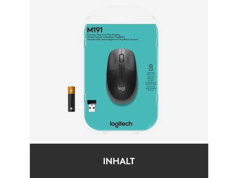 Logitech Souris M190 Gris/Noir, sans fil