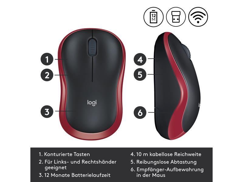 Logitech Souris M185 Wireless rouge