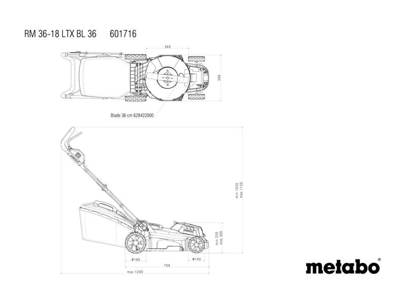 Metabo Akku-Rasenmäher RM 36-18 LTX BL 36 Solo