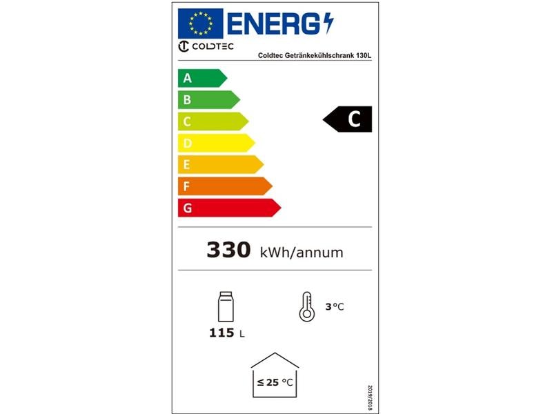 Coldtec by Kibernetik Réfrigérateur commercial 130L Droit (modifiable)