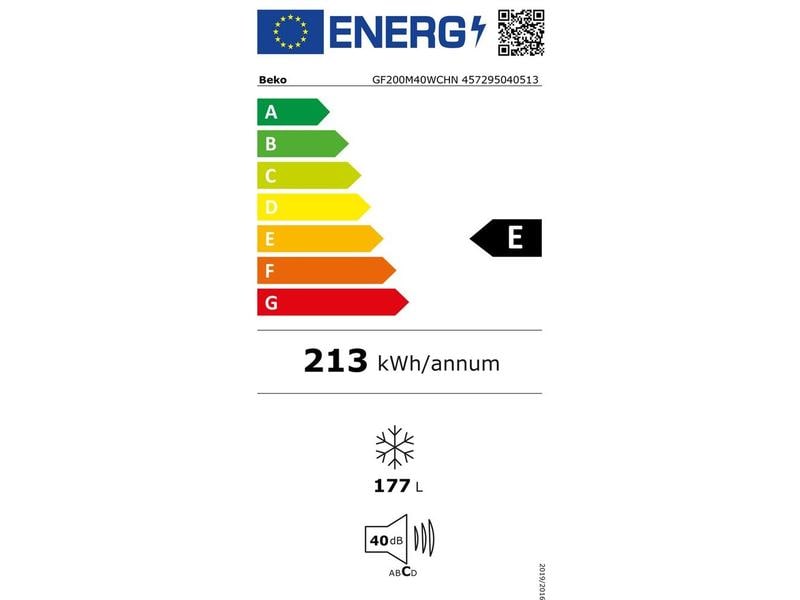 Beko Congélateur GF200M40WCHN Droite/Changeable