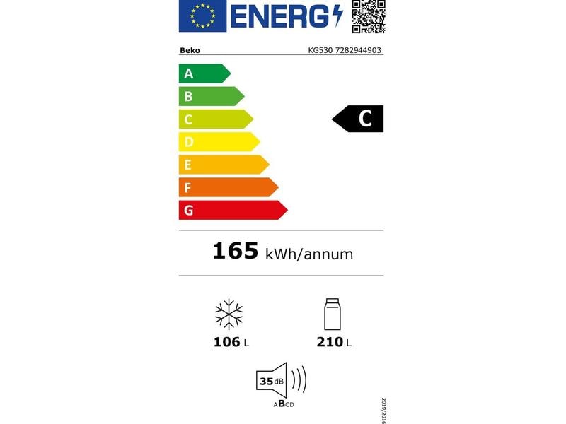 Beko Réfrigérateur-congélateur KG530, Anthracite, Droit, Réversible