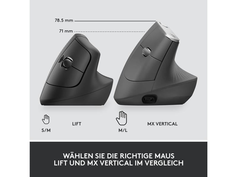 Logitech Souris ergonomique Lift for Business Graphite