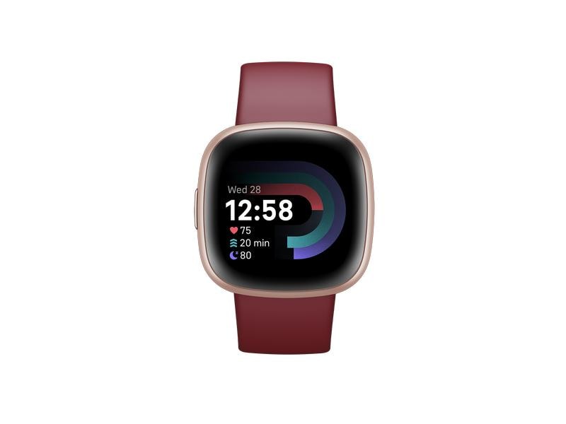 Fitbit GPS-Sportuhr Versa 4 Smartwatch Dunkelrot/Rosa
