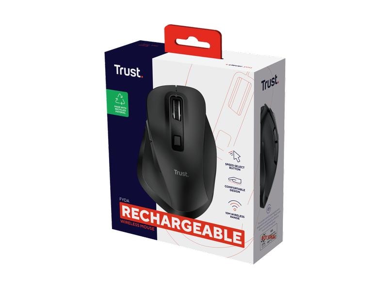 Trust Souris ergonomique Fyda Rechargeable Noir