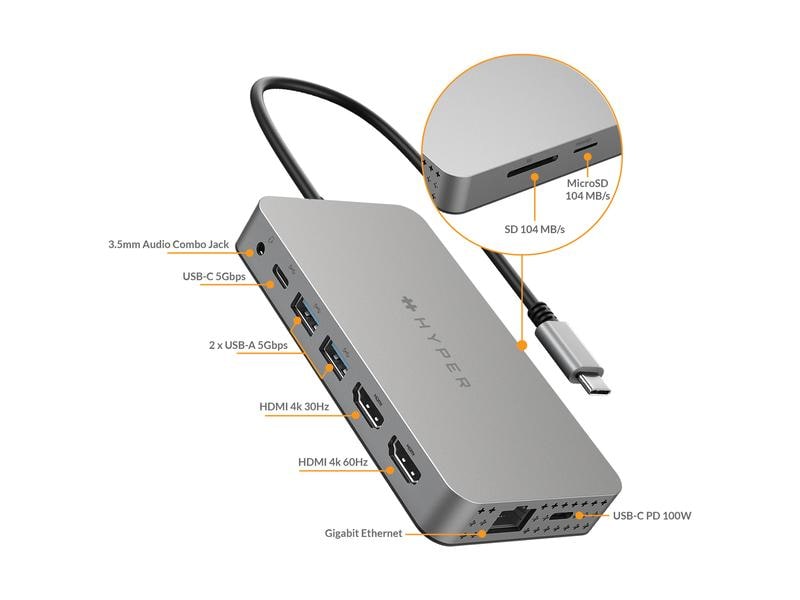 HYPER Dockingstation 10-in-1 Travel