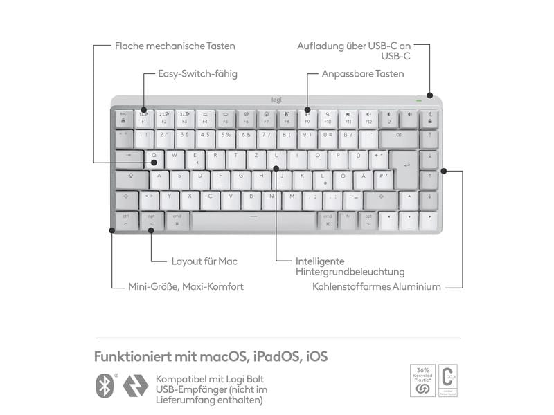 Logitech Clavier MX Mechanical Mini for Mac pale grey