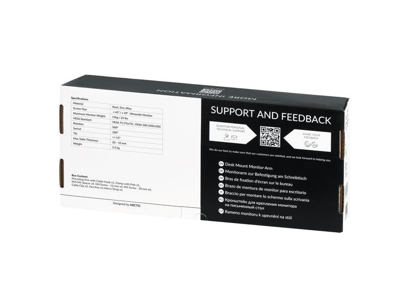 Arctic Cooling Supports de table X1 jusqu’à 10 kg – Noir mat