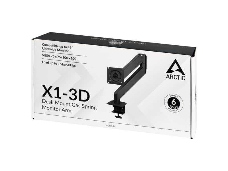 Arctic Cooling Supports de table X1-3D jusqu’à 10 kg – Noir mat, Noir