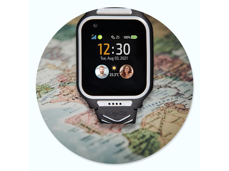 MyKi Smartwatch Montre GPS pour enfants MyKi 4 Noir/vert avec carte SIM