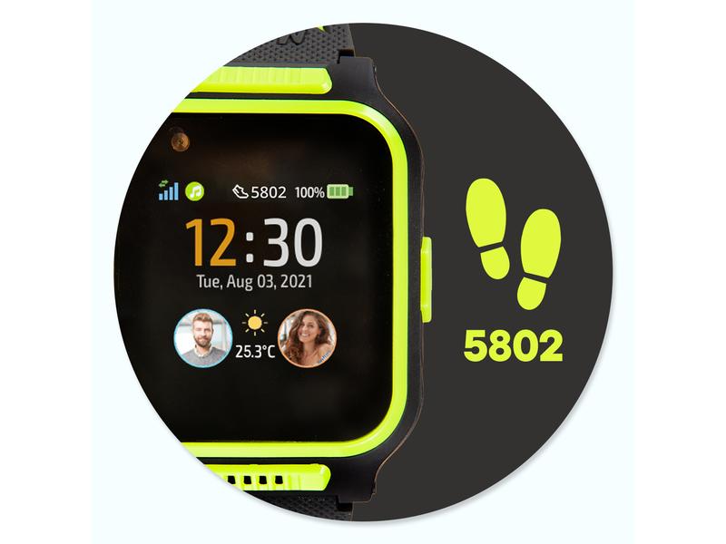 MyKi Smartwatch Montre GPS pour enfants MyKi 4 Noir/vert avec carte SIM