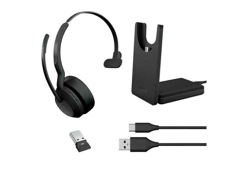 Jabra Casque Evolve2 55 Mono MS, USB-A, station de chargement incluse