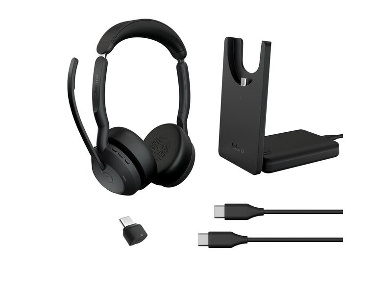 Jabra Casque Evolve2 55 Duo MS, USB-C, station de chargement incluse