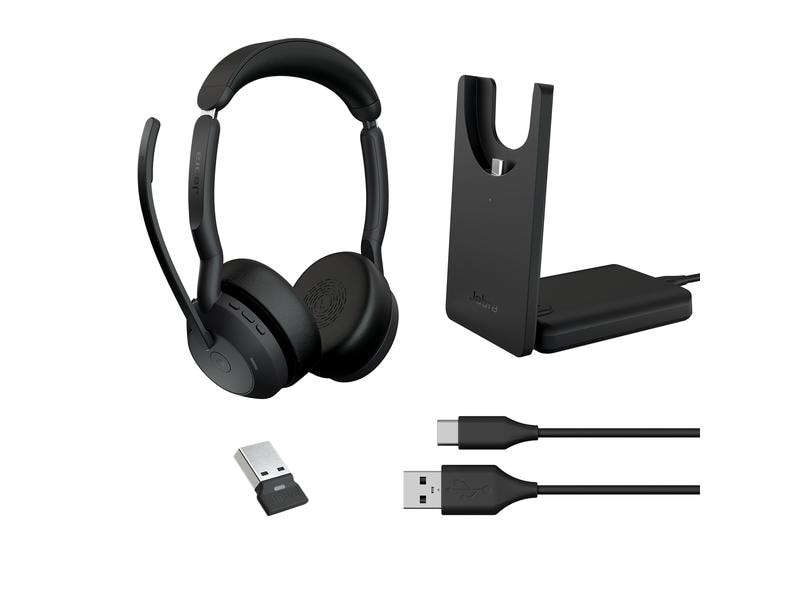 Jabra Casque Evolve2 55 Duo MS, USB-A, station de chargement incluse