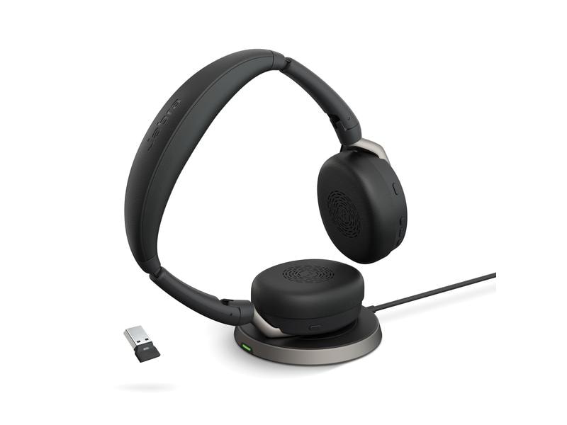 Jabra Casque Evolve2 65 Flex Duo UC, USB-A, station de chargement incluse