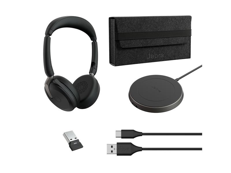 Jabra Casque Evolve2 65 Flex Duo UC, USB-A, station de chargement incluse