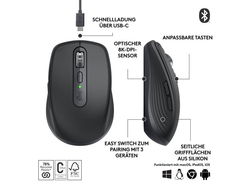 Logitech Souris portable MX Anywhere 3s Graphite