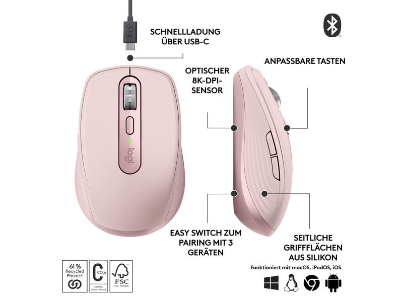 Logitech Souris portable MX Anywhere 3s Rose