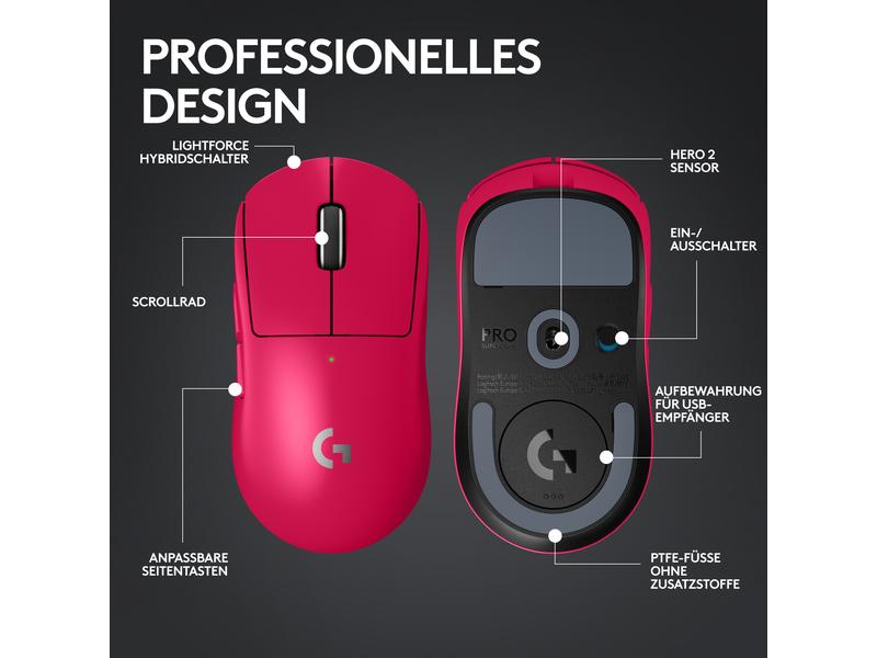 Logitech Gaming-Maus Pro X Superlight 2 Lightspeed Magenta