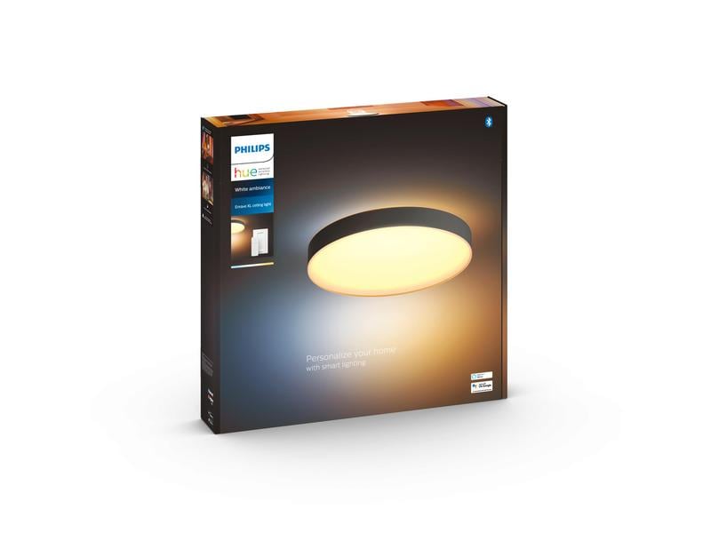Philips Hue White Amb. Enrave plafonnier XL noir 6500 lm + dimmer